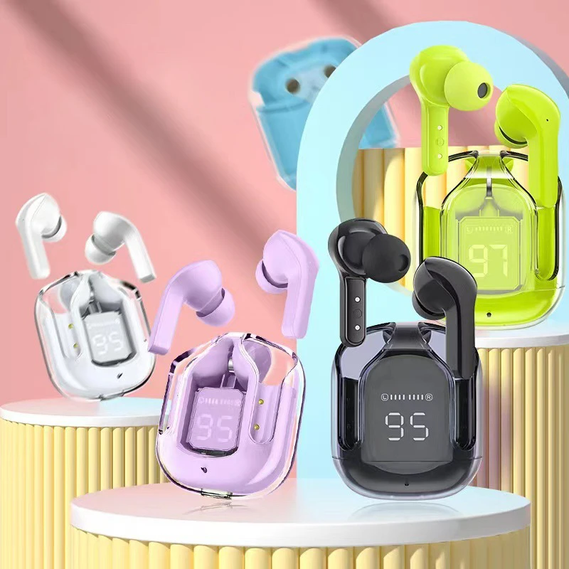 Drahtlose Bluetooth 5,3 Kopfhörer Transparent 9D HIFI Kopfhörer LED Power Digital Display Stereo Sound Kopfhörer für Xiaomi Telefon Image