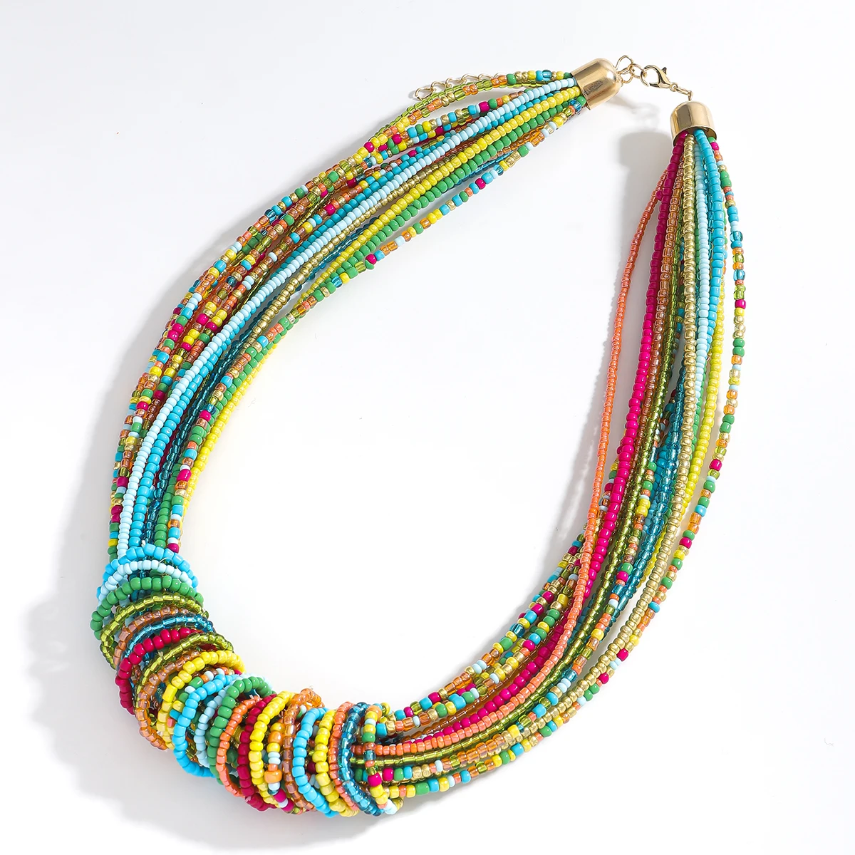 Vedawas Mode Bunte Perlen Halskette Für Frauen Schwere Multilayer Reis Perlen Böhmen Retro Candy Farbe Halskette Schmuck Geschenk Image