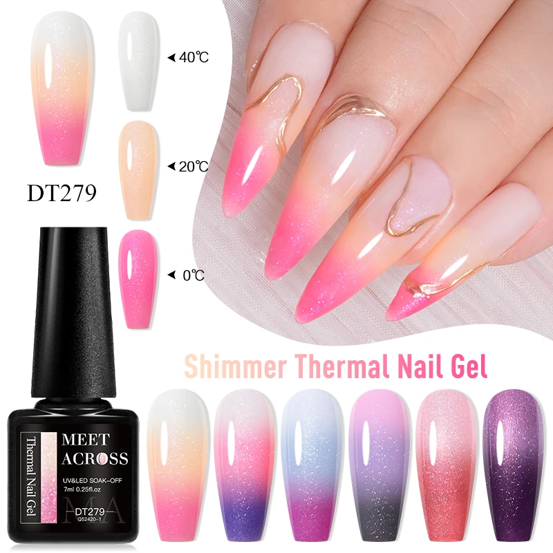 7 ml schimmernder Thermo-Gel-Nagellack, 3 Farben wechselnd, Soak Off Gel, Winterfarbe, semi-permanent, für Maniküre, Nagelkunst-Lack Image