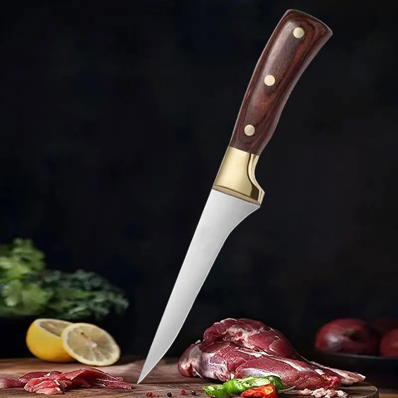 1pc Schneid messer mit hoher Härte, Ausbein messer, Küchenmesser, Schäl messer, farbiger Holzgriff Image