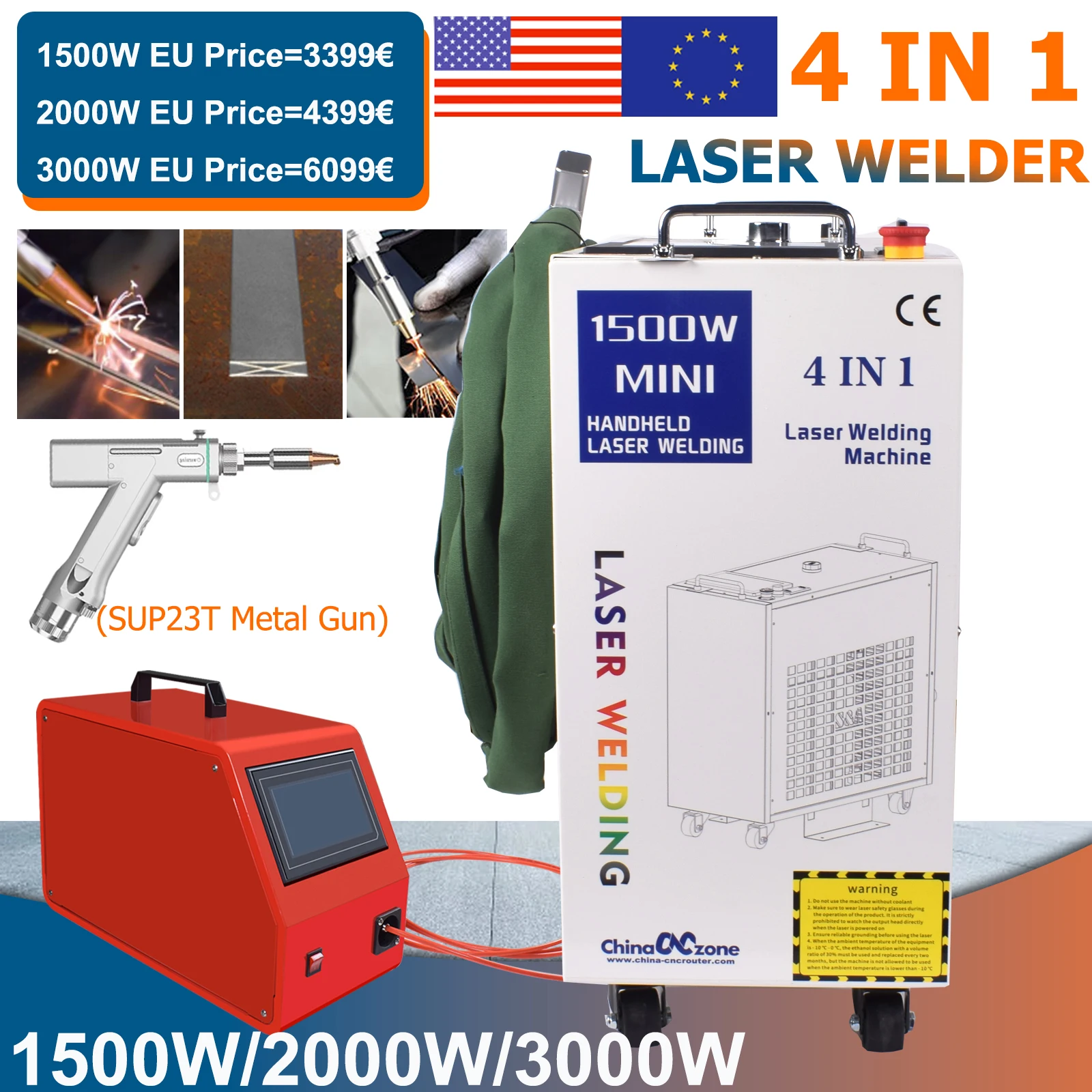 3000 W Laserschweißgerät 4 IN1 Schweißgerät 1500 W 2000 W Reinigung Schweißen Schneidemaschine Wasserkühlung für Metall 3 kW 380 V Schweißgerät Image