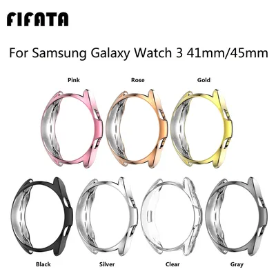 FIFATA For Samsung Galaxy Watch 3 41MM/45MM Smart Watch TPU Plating Silicone Protective Shell For Samsung Galaxy Watch 3 Case
