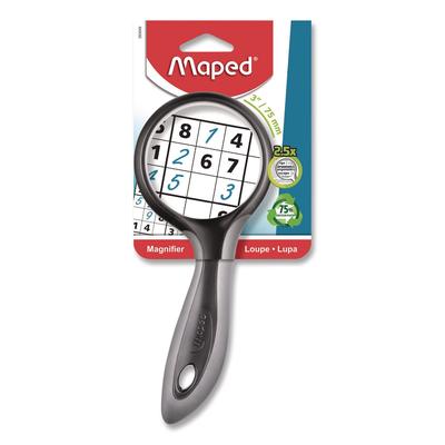 Maped Helix 2.5X Soft Touch Large Magnifying Glass, Plastic Lens, 3" dia, Randomly Assorted Color (MHX393549) Each Magnifiers