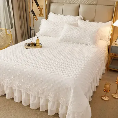 Quilted Thicken White Bed Sheet Summer Bedspread Couple 2 People Bed Linens Luxury Double Bed Bedding King Size 180x240cm
