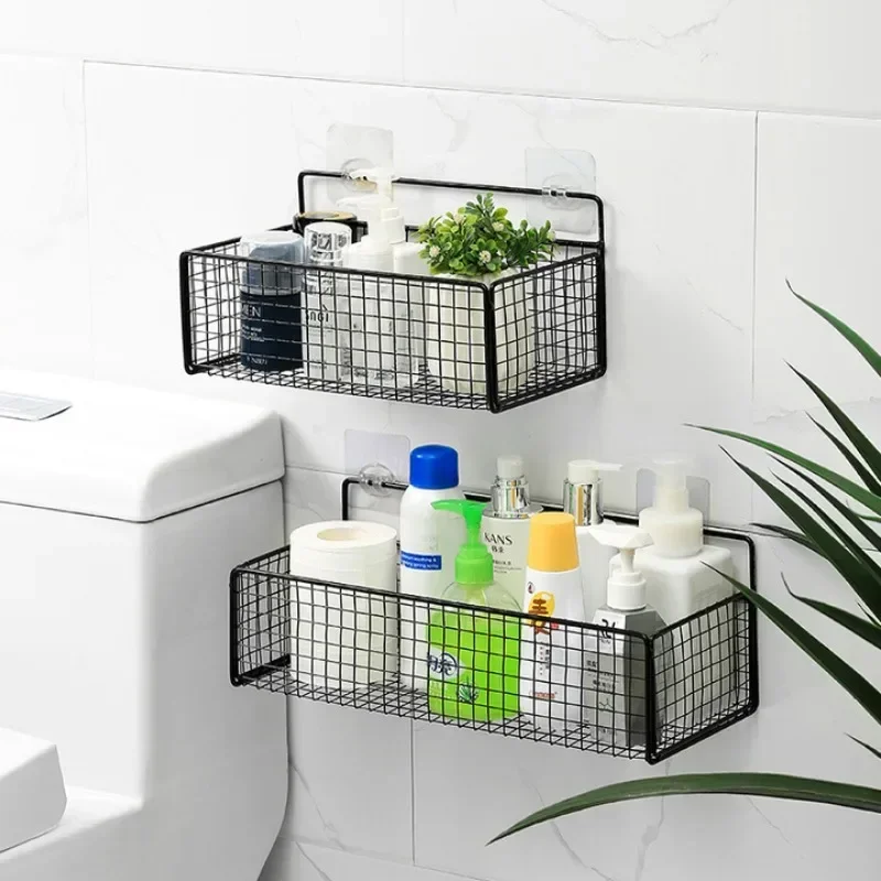 Étagère à grille de salle de bain bicouche, 2 pièces, Type Suspension, organisateur de salle de bain, shampoing, Gel douche, rangement de maquillage de cuisine, étagères de salle de bains