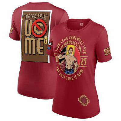Burgunderrotes John Cena Farewell Tour 2025 Brüssel-T-Shirt für Damen Image