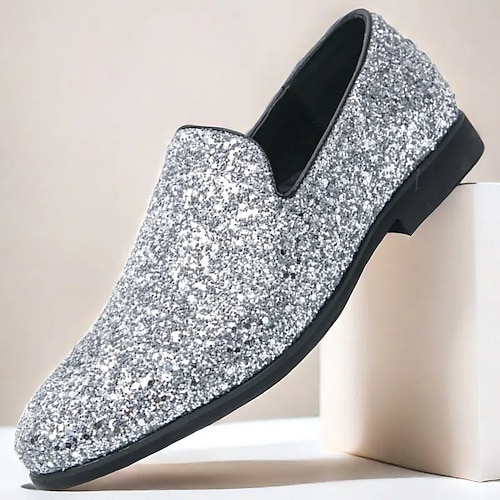 Ballschuhe für Herren – Slipper mit goldenem Glitzer für einen glamourösen Abend Image