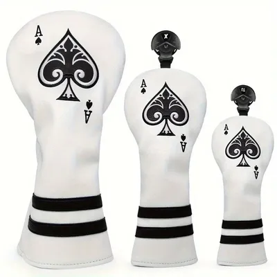 Creative Poker Pattern Golf Club Covers, For Driver, Fairway Wood, Hybrid