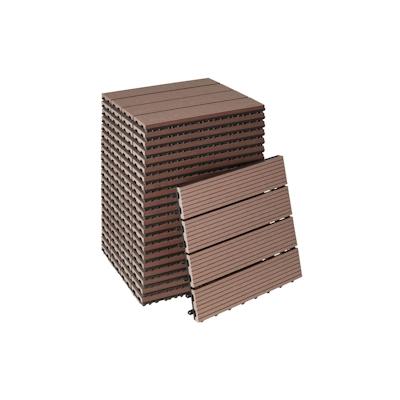TECTAKE Set Terrassenfliesen Tegulas, WPC in Holzoptik - braun, 22er Set Image