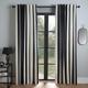 OHS 2 Panel Ultra Blackout Curtains Eyelet Ring Top, Monochrome Stripes Print Velvet Thermal Insulated Noise Reducing Blackout Curtains For Bedroom Living Room, 66x72