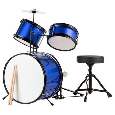 Hey Play 3pc. Kids Drum Set with Cymbal, 2 Toms, Bass Drum and Throne