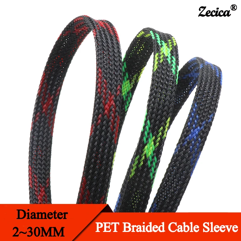 1 ~ 50 m PET-geflochtene Kabelhülse, 2 mm–30 mm, erweiterbar, hohe Dichte, isolierter Leitungsschutz, Drahtwickelhülle, Schlangenhaut für Kabel Image