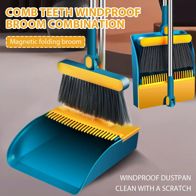 Küche Home Office Klapp Besen Kehrschaufel Set Haushalts Reinigung Werkzeuge Antihaft Haar Trocken Nass Dual-use-Besen Kehren müll-sets Image
