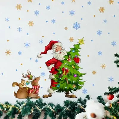 Weihnachten Fensteraufkleber PVC Niedliche Wandaufkleber Weihnachten Fensteraufkleber Kinderzimmer Aufkleber Frohe Weihnachten Neujahr Dekorationen Image