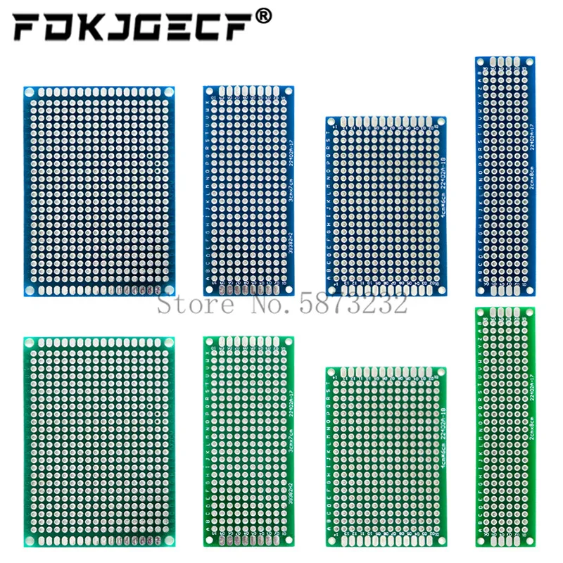 4 stücke 5x7 4x6 3x7 2x8cm Doppelseite Kupfer Prototyp PCB Universal Board Fiberglas Board für Arduino grün/blau Image