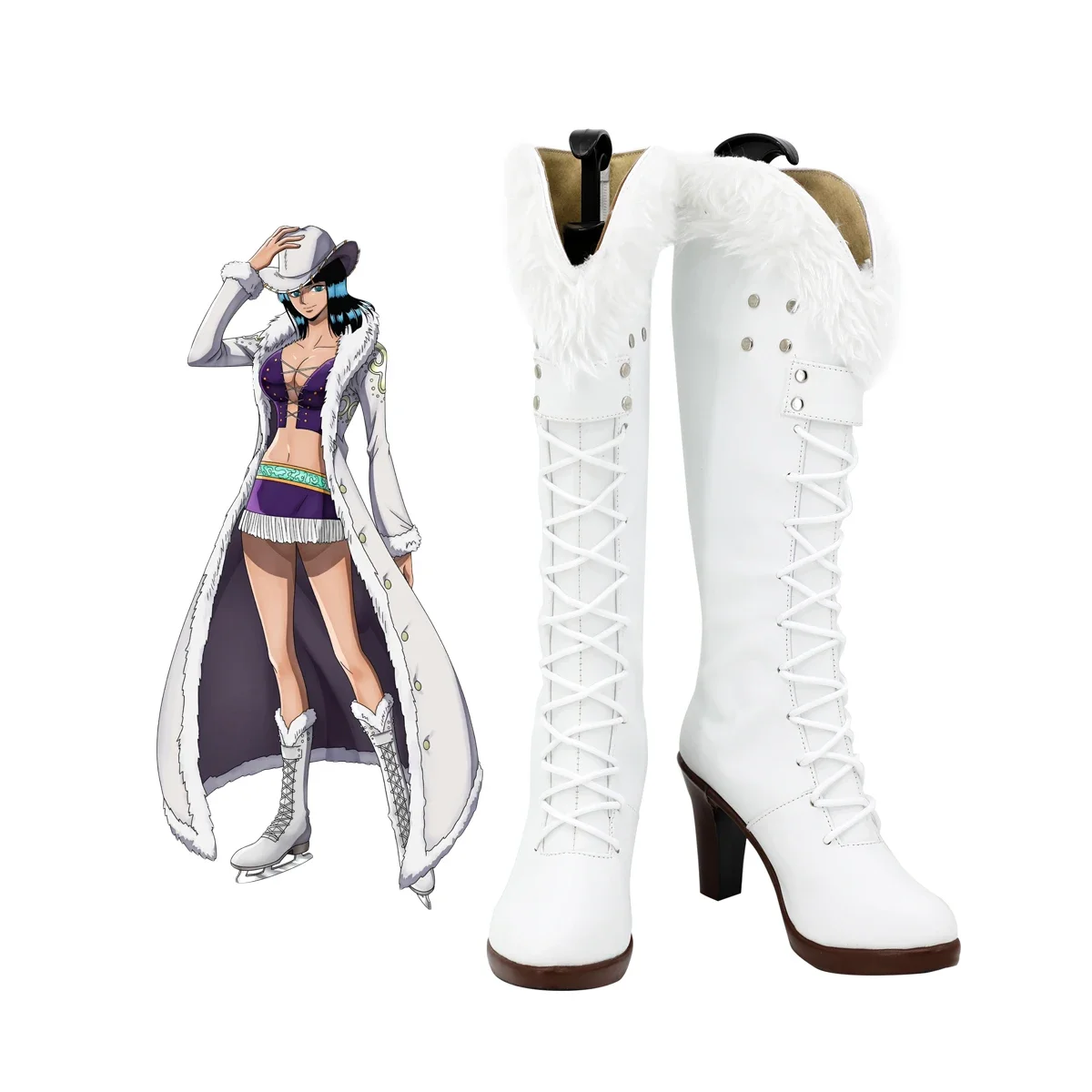 Anime Nico Robin Cosplay Stiefel aktualisiert weiße Schuhe High Heel nach Maß jeder Größe