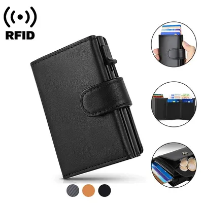Männer Leder Aluminium Business Bank Karten inhaber männlich Fall minimalist ische Brieftasche RFID Kreditkarten inhaber Brieftaschen 2024