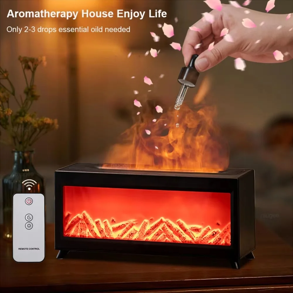 Neue Simulation Kamin Flamme Luftbefeuchter Fernbedienung Bunte Nachtlicht Desktop Hause Ätherisches Öl Aroma Diffusor Image