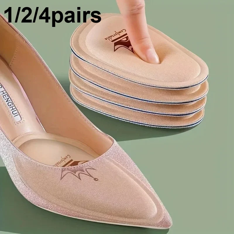 Vorfußpolster für Damen, halbe Einlegesohlen für Schuhe, Einsätze, High Heels, Schmerzlinderungspolster, rutschfeste Sohlenkissen, reduziert Schuhgrößenfüller Image