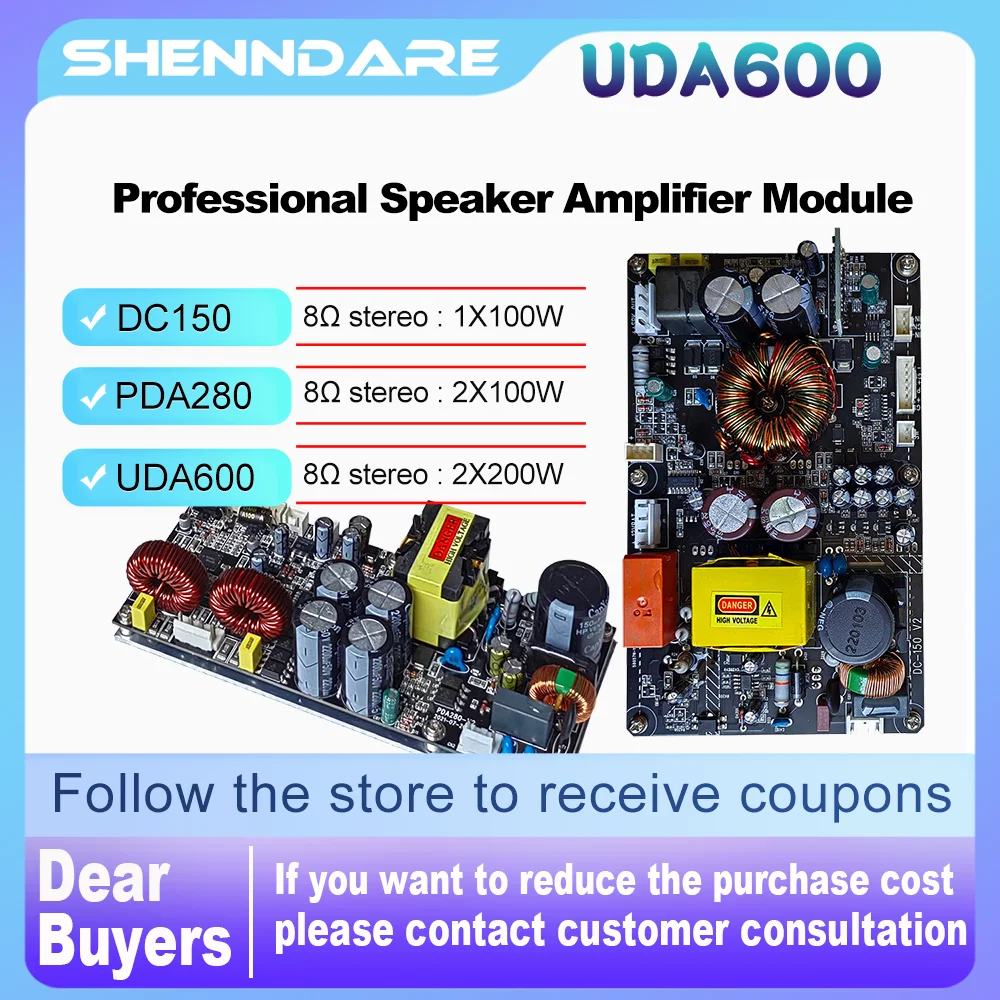 ShennDare UDA600 Professionelles Lautsprecherverstärkermodul 8OHM Brücke 1x400W Audio DJ Subwoofer Board 2x100W 8OHM Lautsprechervorverstärker Board Line Array Lautsprecher Soundverstärker Image