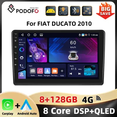 Podofo 2Din WIFI 4G Car Radio For Ducato 3/Peugeot Boxer 2/Citroen Jumper 2 2011-2022 Carplay Android Auto 8+128G BT Car Stereo