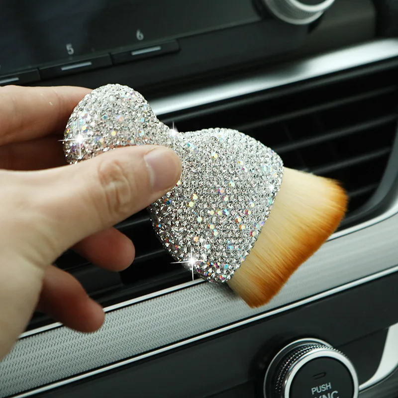 1 Stück Glitzer-Diamant Auto-Innenraum-Staubbürste, weiche Bürste für die Autowäsche, Tastatur-Spaltbürste, Auto-Staubentferner, trendige Reinigungsbürste Image