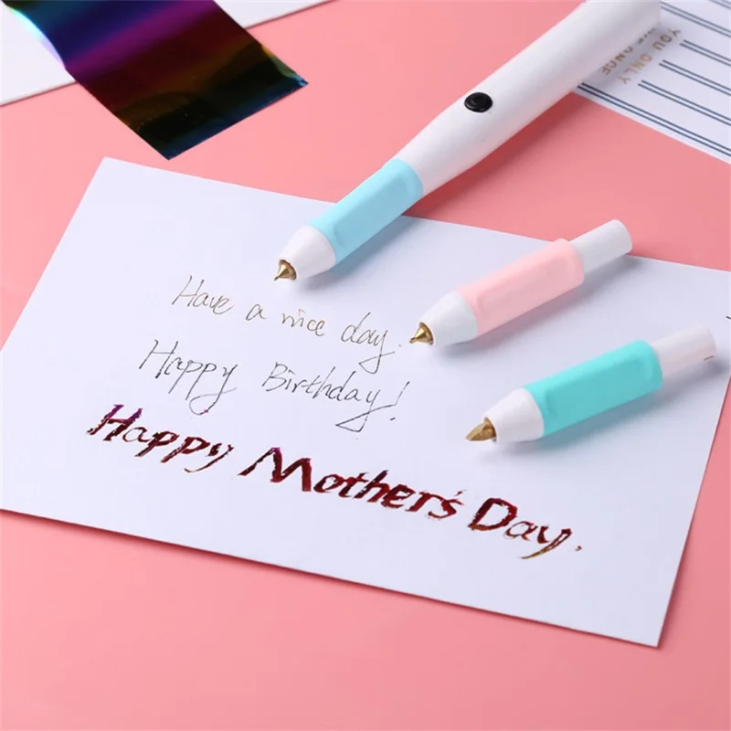 USB-Wärme folie Stift Kalligraphie Spitze rosa 2,5mm schlanken Griff mit hitze beständigem Griff auf Papier Leder Plastik karte verwendet Image