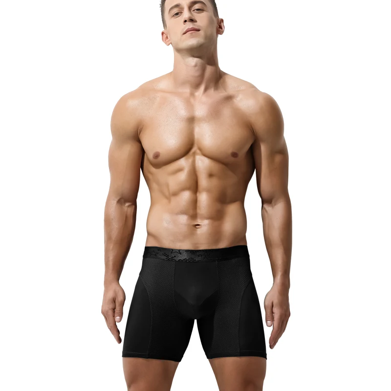 3er-Pack Herrenunterwäsche, erweiterte Version, verschleißfestes Bein, doppellagige Innen-Boxershorts, atmungsaktive Mesh-Boxershorts für junge Männer Image
