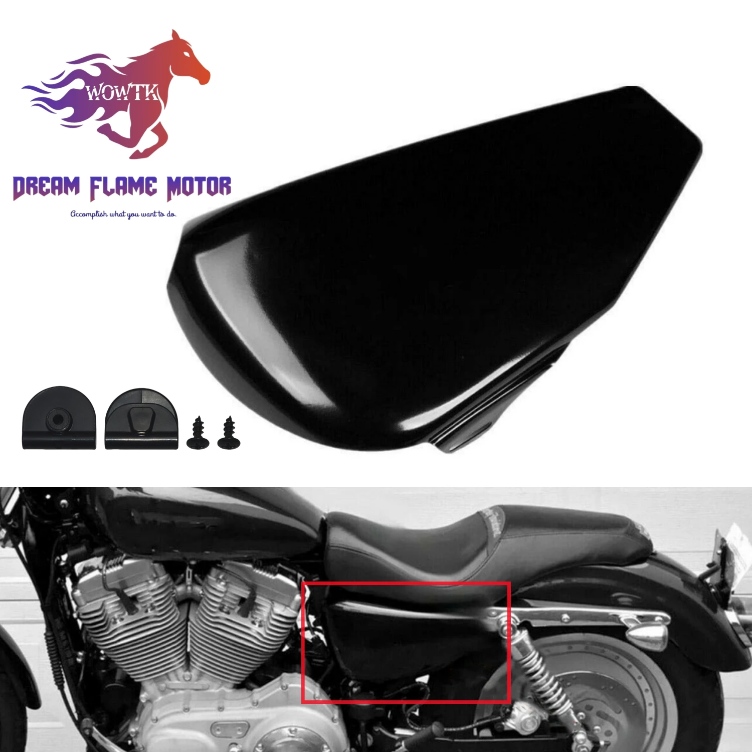 Linke batteries eitige Abdeckung Stahl motorrad verkleidung schwarz für Harley Davidson Sportster xl 2004 2013 Eisen xl883n 2004-2013 2014-2022, Motorradzubehör