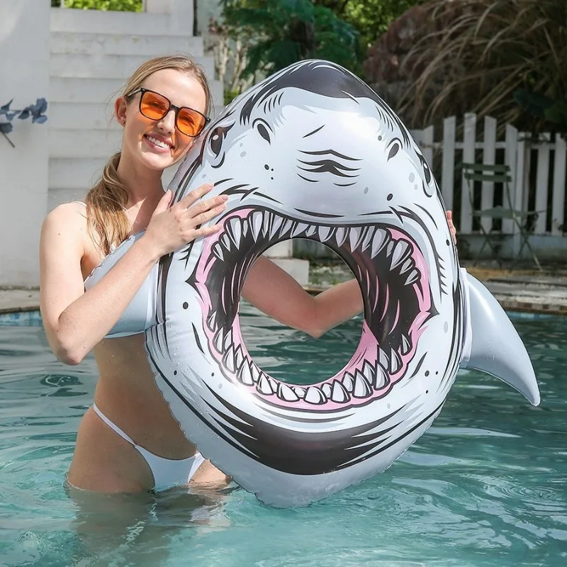 1PCS Aufblasbare Float Ring Shark Form Wasser Spielzeug für Kinder Erwachsene Sommer Strand Aufblasbare Schwimmen Ring Pool Zubehör