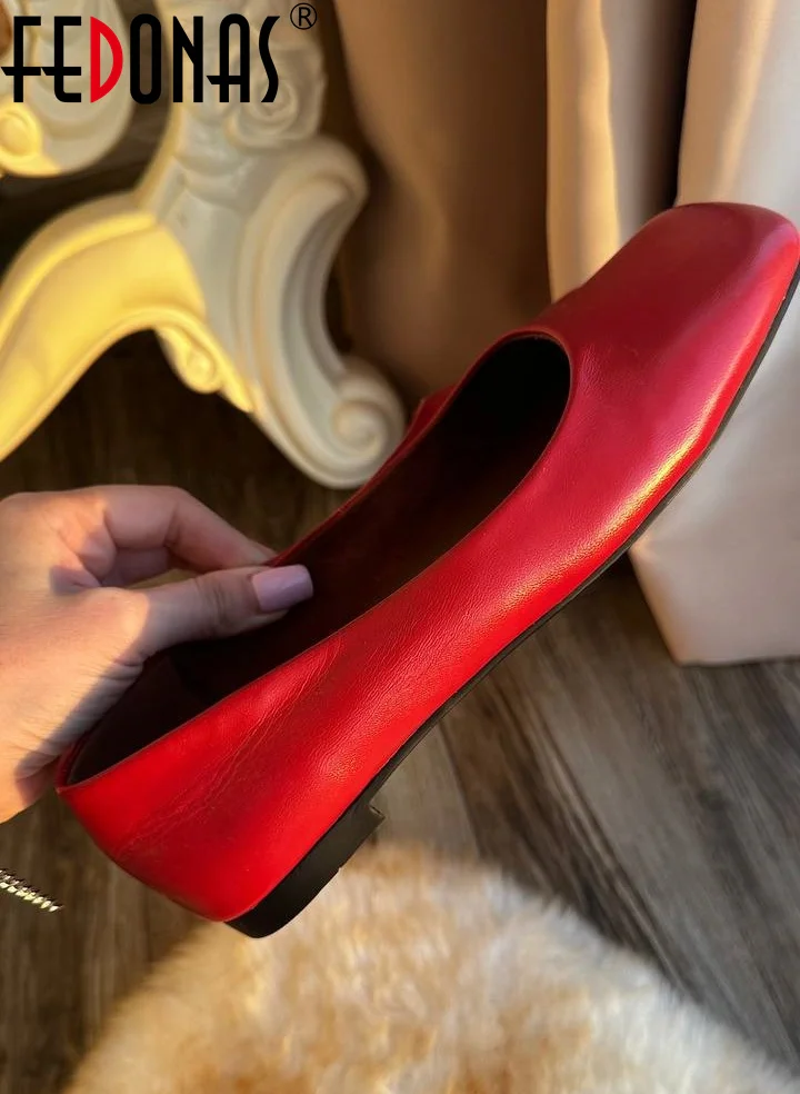FEDONAS Mode Klassische Weiche Echtes Leder Flache Schuhe Elegante Grundlegende Karree Wohnungen Plattformen Frühling Sommer Büro Schuhe