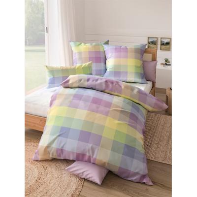 Bettwäsche WÄSCHEPUR Gr. 3, bunt (rosé, bleu, kariert), B/L: 155cm x 220cm, 2-teilige Garnitur St., 2-teilige Garnitur St., Renforcé, B/L: 80cm x 80cm, Renforcu00e9, 100% Baumwolle, Bettwäsche Image