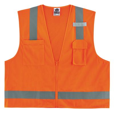 Ergodyne Glowear Surveyor's Mesh Hi-Vis Class 2 Safety Vest, X-Small, Orange