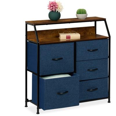 Kommode, hbt: 87 x 84 x 30 cm, 5 Schubladen, 2 Ablagen, Schubladenschrank Industrial, Schlafzimmer, Image