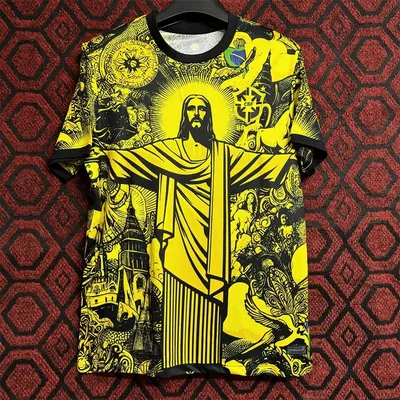 25 Yellow Brazilian Thai Version Jersey Popular Commemorative Football Jersey Summer Sports T-shirt
