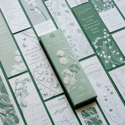 20pcs Lily of The Valley Bookmark Set Relief Flower Paper Memo Page Marker for Books Unique Reading
