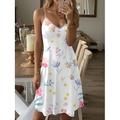 Abito Mini Donna Abito A Line Abito Estivo Abito Slip Abito Off The Shoulder Vacanza Casual Quotidiano Fit Regolare Grafica Floreale Senza Maniche Collo a V Rosa Estate