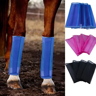 4pcs/set Breathable Fly Boots for Horses Fine Mesh Loose Horse Boots Colorful Durable Horse Leg