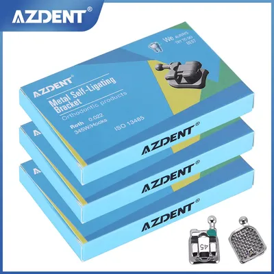 AZDENT 3 Boxes Dental Orthodontic Brackets MIM Monoblock Self Ligating Braces Mini MBT/Roth 0.022