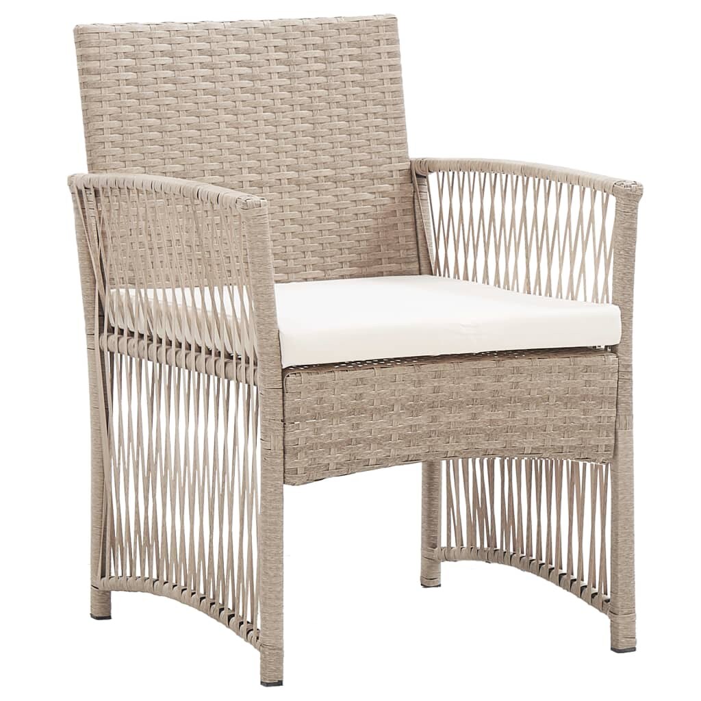 vidaXL Gartensessel mit Sitzkissen 2 Stk. Beige Poly Rattan Image
