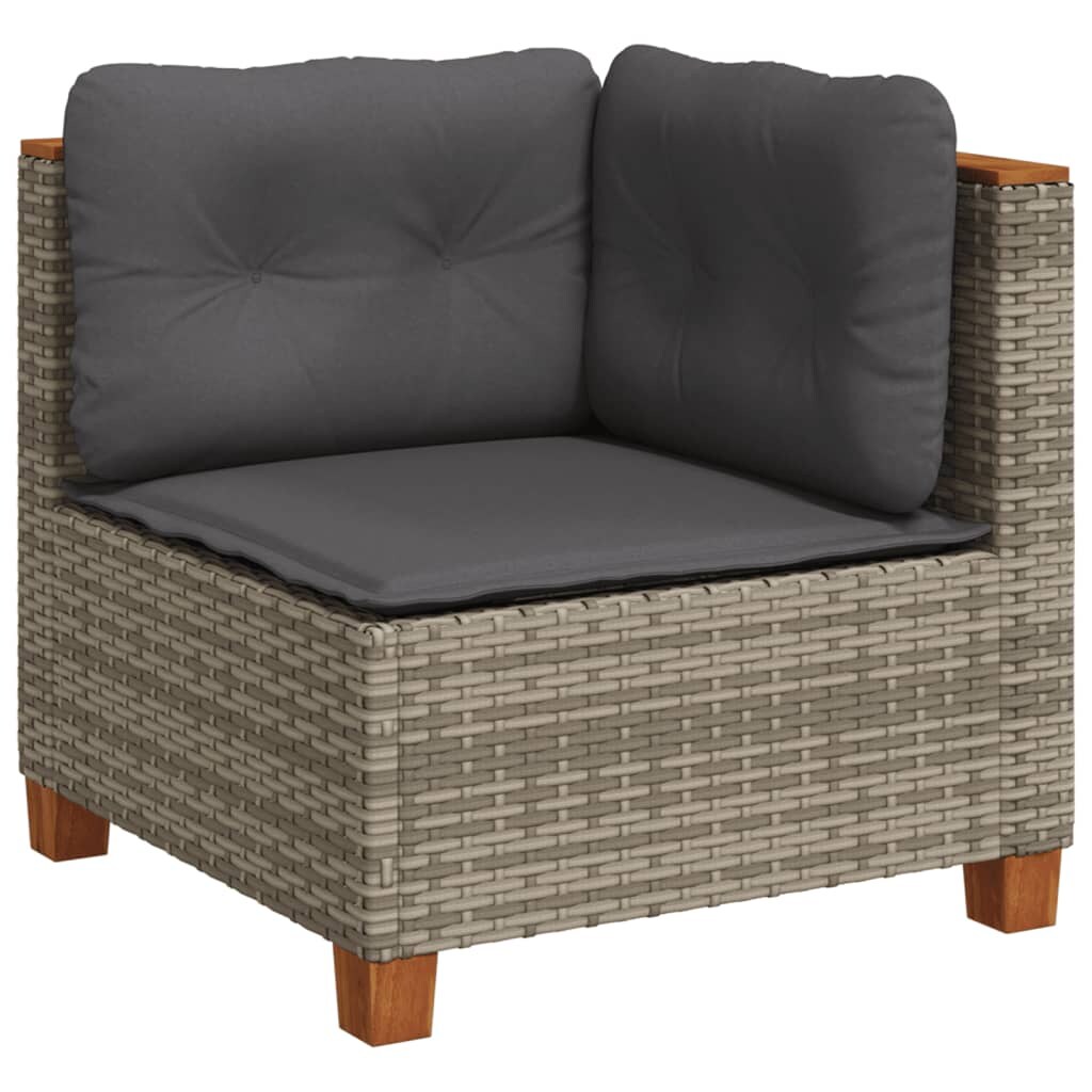 vidaXL Garten-Ecksofa mit Kissen Grau Poly Rattan Image