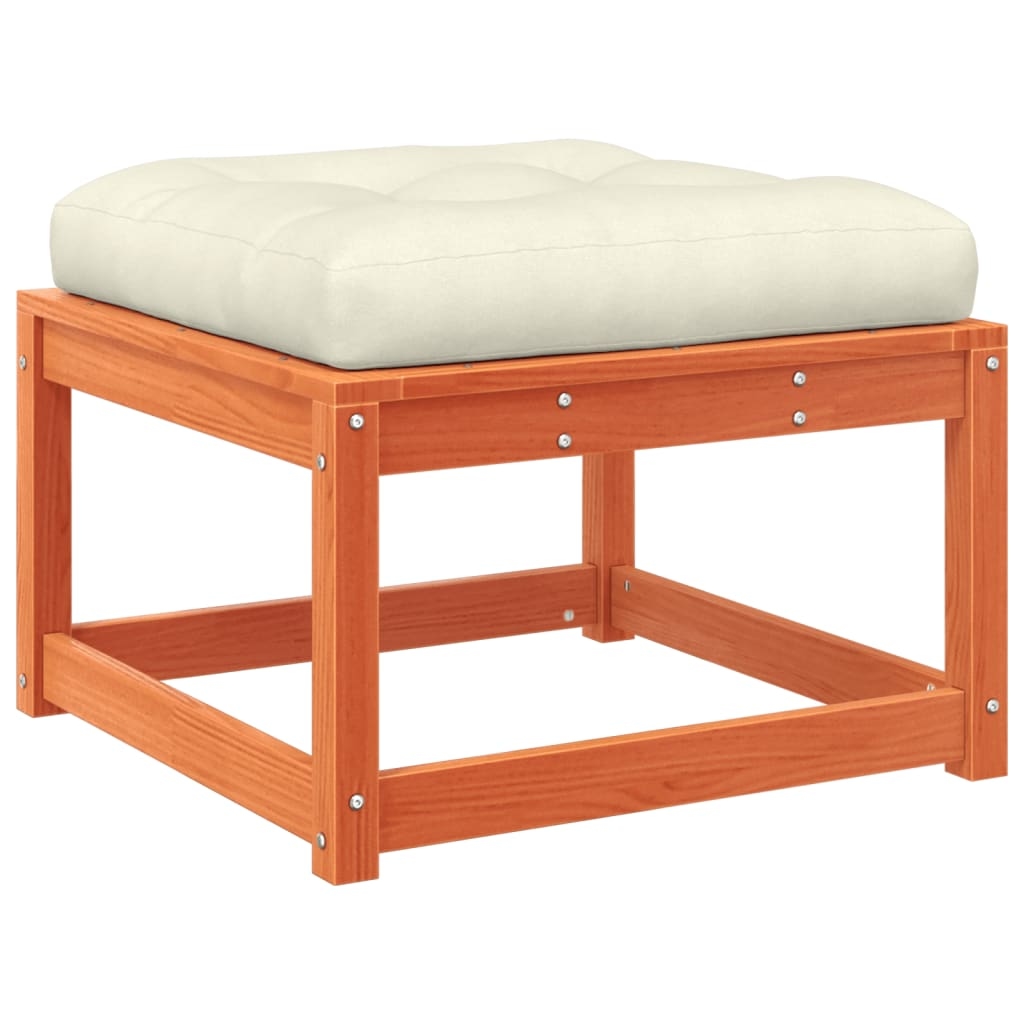 vidaXL Gartenhocker mit Kissen Wachsbraun Massivholz Kiefer Image
