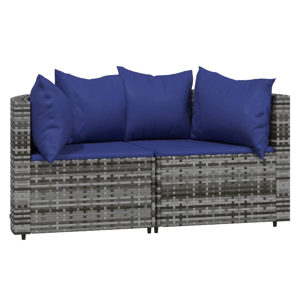 vidaXL Garten-Ecksofas mit Kissen 2 Stk. Grau Poly Rattan Image