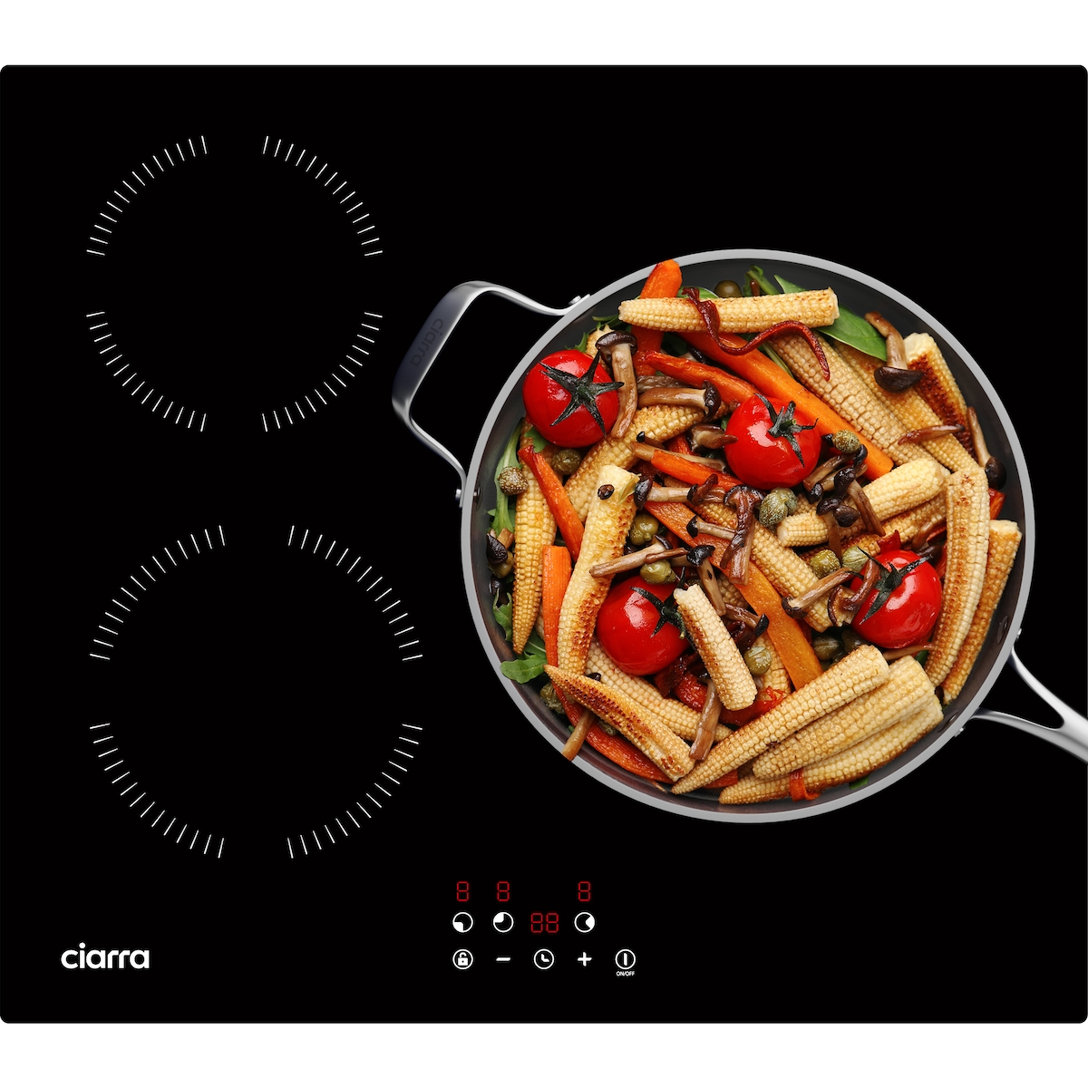 CIARRA Induktions-Kochfeld 60cm Kochfeld 3-Zonen Einbau Induktionskochfeld mit Timer VM3BIH-A Image