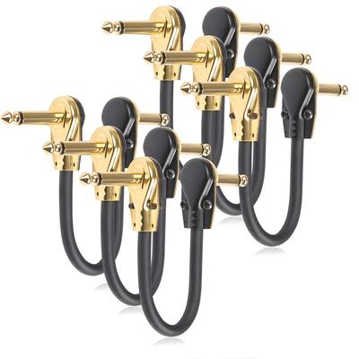 TEMU 6pcs Gokko 6-inch Guitar Patch Cables - & Flexible, Golden-plated Right Angle Connectors, Ofc Copper, Waterproof & Temperature Resistant, Low Profile Design For Live Performances, Guitar Cable