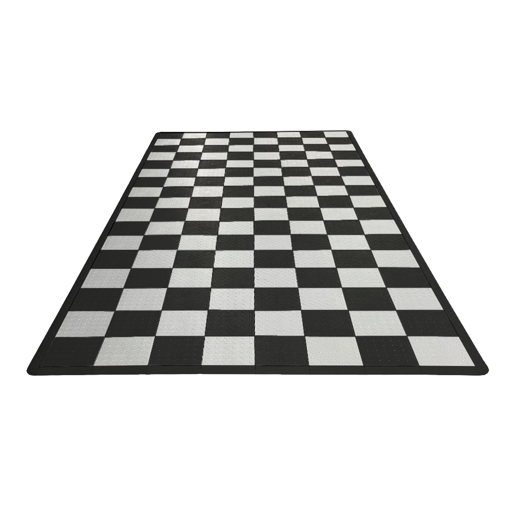 Swisstrax Single Car Garage Floor Mat In Diamondtrax Home Tiles (Checkered - Black, White)
