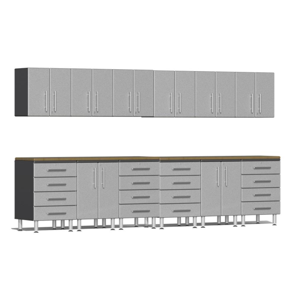 Ulti-MATE Garage Workbench With Drawers, 14-Piece With Bamboo Worktop, Stardust Silver