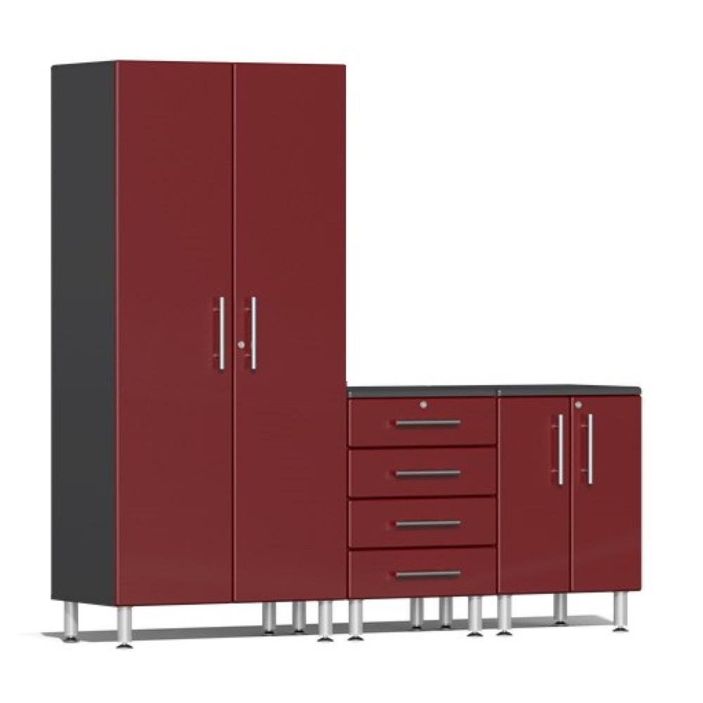 Ulti-MATE Garage Workbench With Drawers, 3-Piece with Integrated Recessed Worktop, Ruby Red