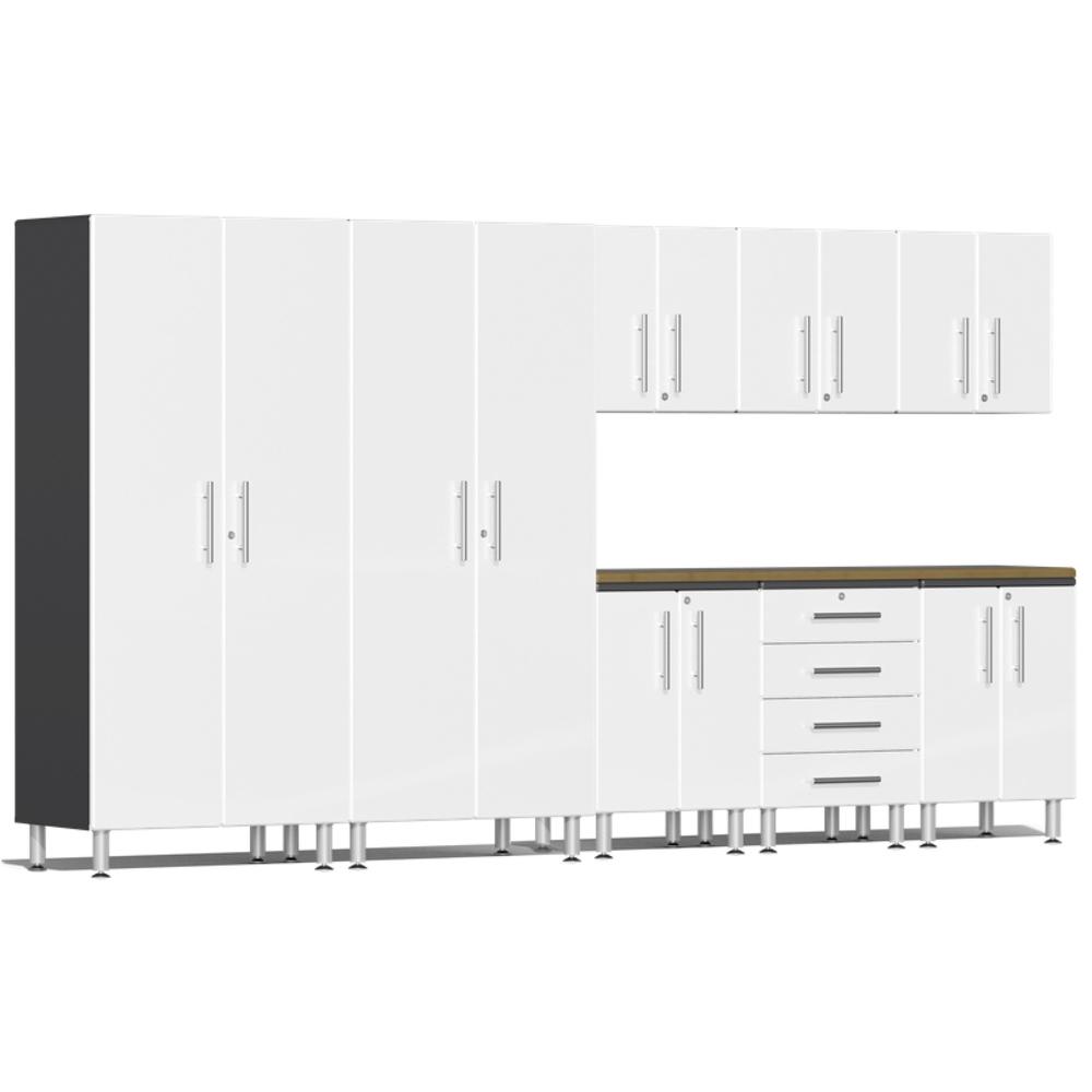 Ulti-MATE Garage Cabinets 9-Piece Set With Side Workbench, Starfire White
