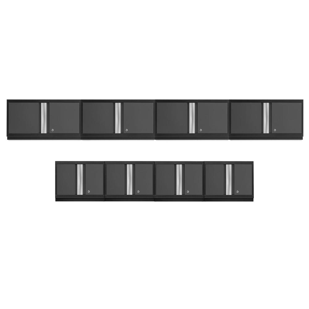 Newage Products Bold 3.0 Series 8-Piece Wall Storage System (4X 24, 4X 36), Grey